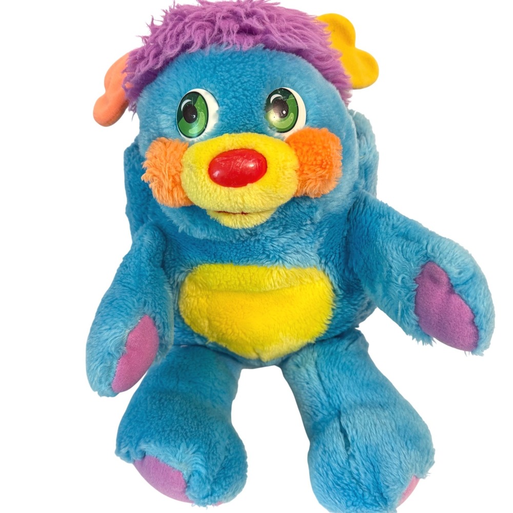 POPPLES Vintage Party Popple Blue Plush 1980s Transformable Pouch Toy  Lids 10"